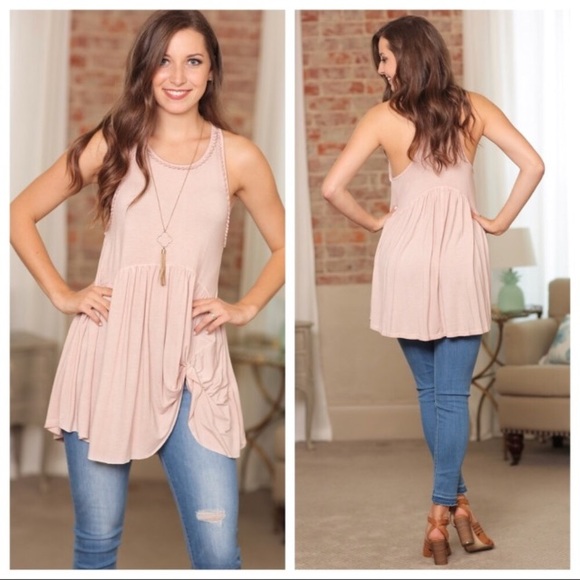 Blush side knot babydoll tunic - Picture 2 of 2